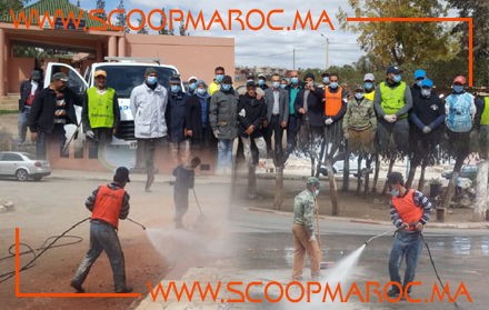 جماعة كيسر تشرع في نظافة وتعقيم الفضاءات العمومية كإجراء احترازي من أجل محاصرة كورونا