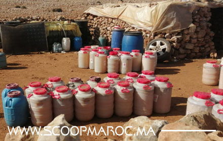 الماحيا بالأطنان في مداهمة دركية لتفكيك مصنع لإعداد مسكر ماء الحياة في بني يغرين ضواحي سطات