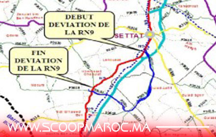 إقليم سطات: انقطاع مؤقت لحركة السير بالمقطع الرابط بين الطريق الإقليمية رقم 3615 والطريق الإقليمية رقم 3601على مستوى الطريق الوطنية رقم 9